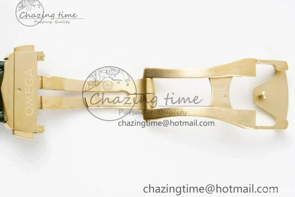 0404 Speedmaster Moonwatch in Moonshine Gold YG RMF Best Edition Green Dial on Green Leather Strap Manual Chrono EasyCare 7832